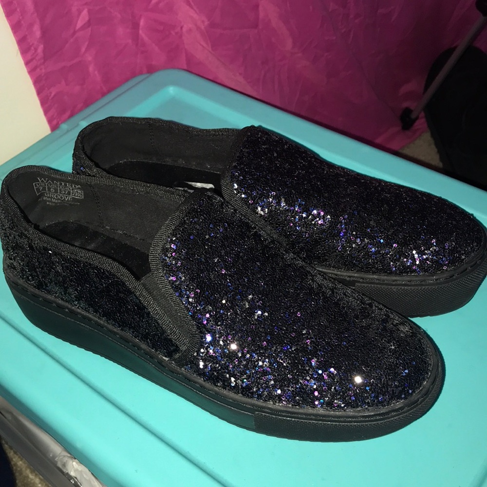 Glitter platform slip-ons